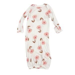 Carter's white pink & brown floral Sleeper Gown baby girls 3 months